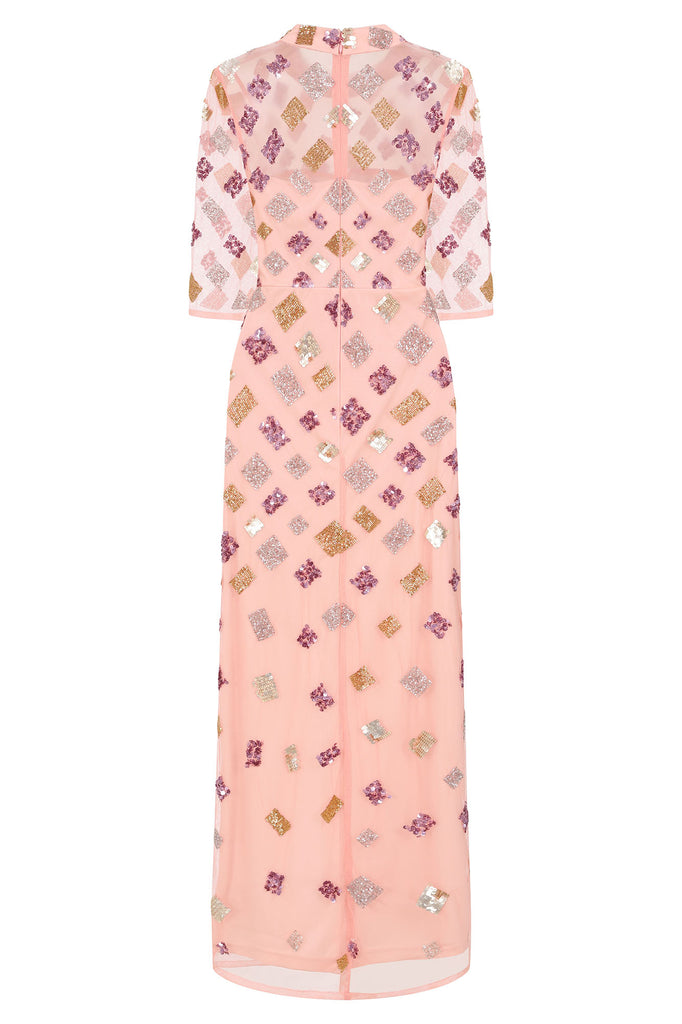 Alison Embellished Midi Dress in Primrose Pink