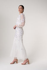 Alix White Floral Embellished Maxi Dress