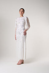 Alix White Floral Embellished Maxi Dress