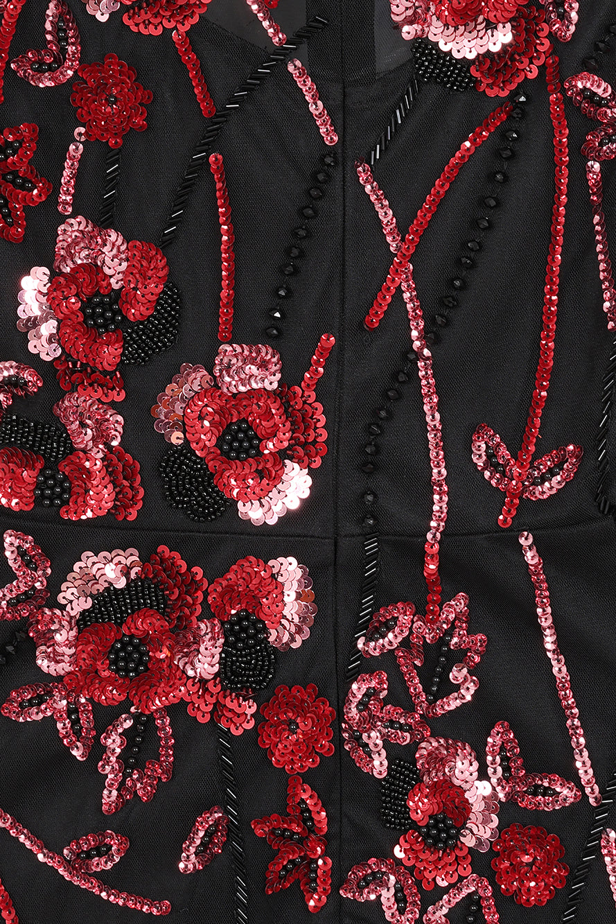 Aliza Black Floral Embellished Maxi Dress Frock and Frill Aliza Black Floral Embellished Maxi Dress Frock and Frill