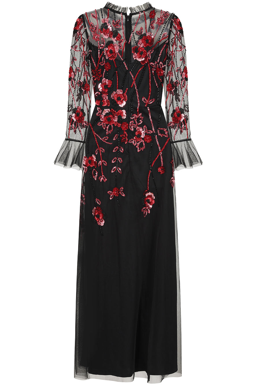 Aliza Black Floral Embellished Maxi Dress Frock and Frill Aliza Black Floral Embellished Maxi Dress Frock and Frill