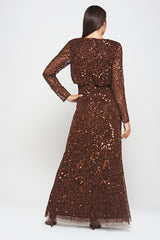 Allegro Chicory Coffee Sequin Maxi Dress 