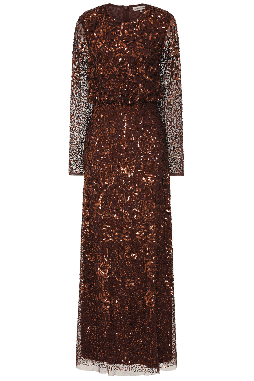 Allegro Chicory Coffee Sequin Maxi Dress 