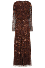 Allegro Chicory Coffee Sequin Maxi Dress 