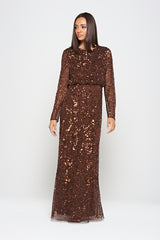 Allegro Chicory Coffee Sequin Maxi Dress 