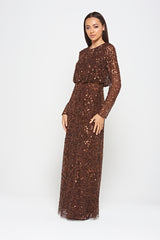 Allegro Chicory Coffee Sequin Maxi Dress 