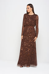 Allegro Chicory Coffee Sequin Maxi Dress 