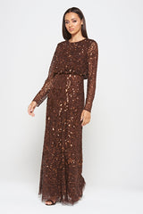 Allegro Chicory Coffee Sequin Maxi Dress 