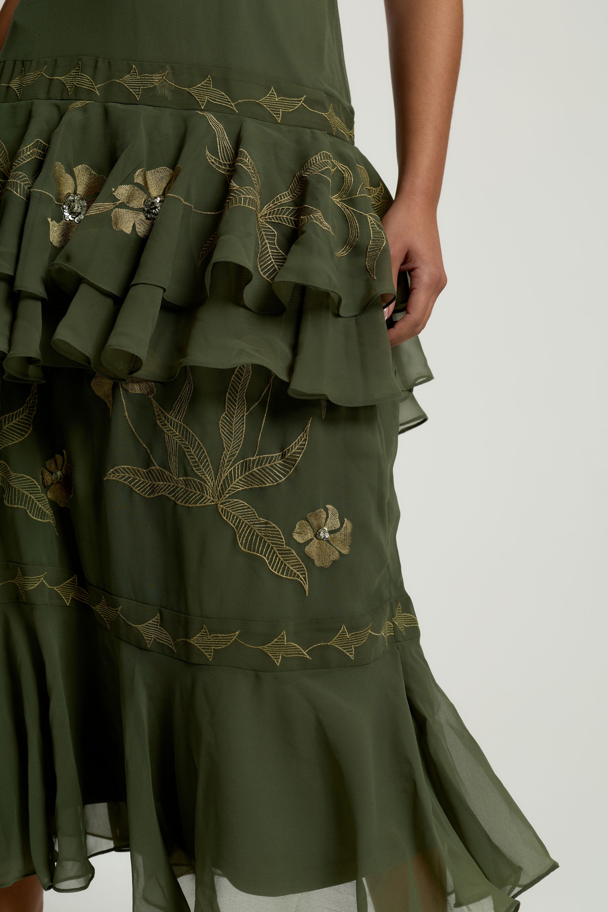 Aluma Olive Embroidered Midaxi Dress Frock and Frill Aluma Olive Embroidered Midaxi Dress Frock and Frill