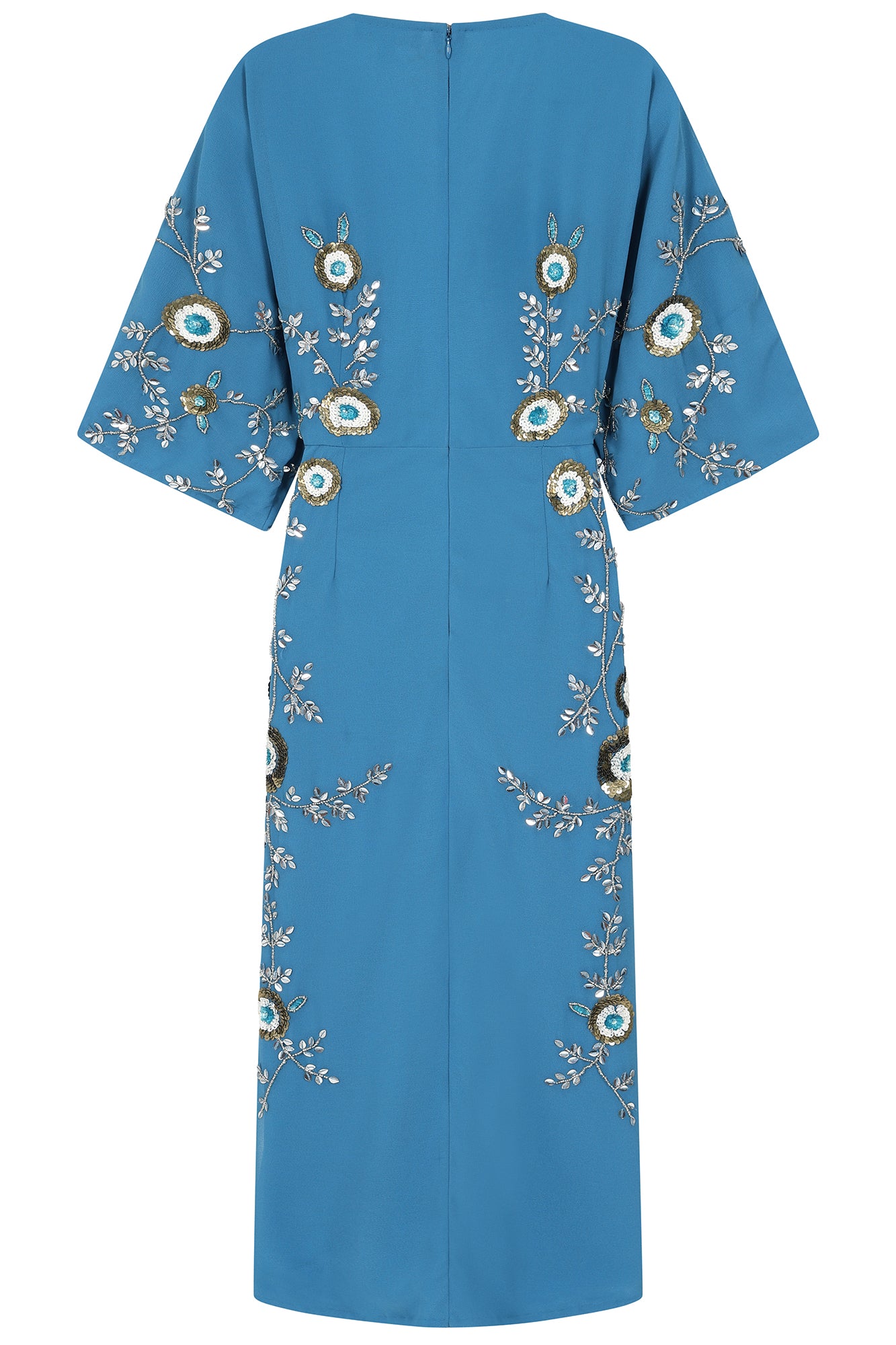 Alyssa Blue Floral Embellished Midi Dress Frock and Frill Alyssa Blue Floral Embellished Midi Dress Frock and Frill