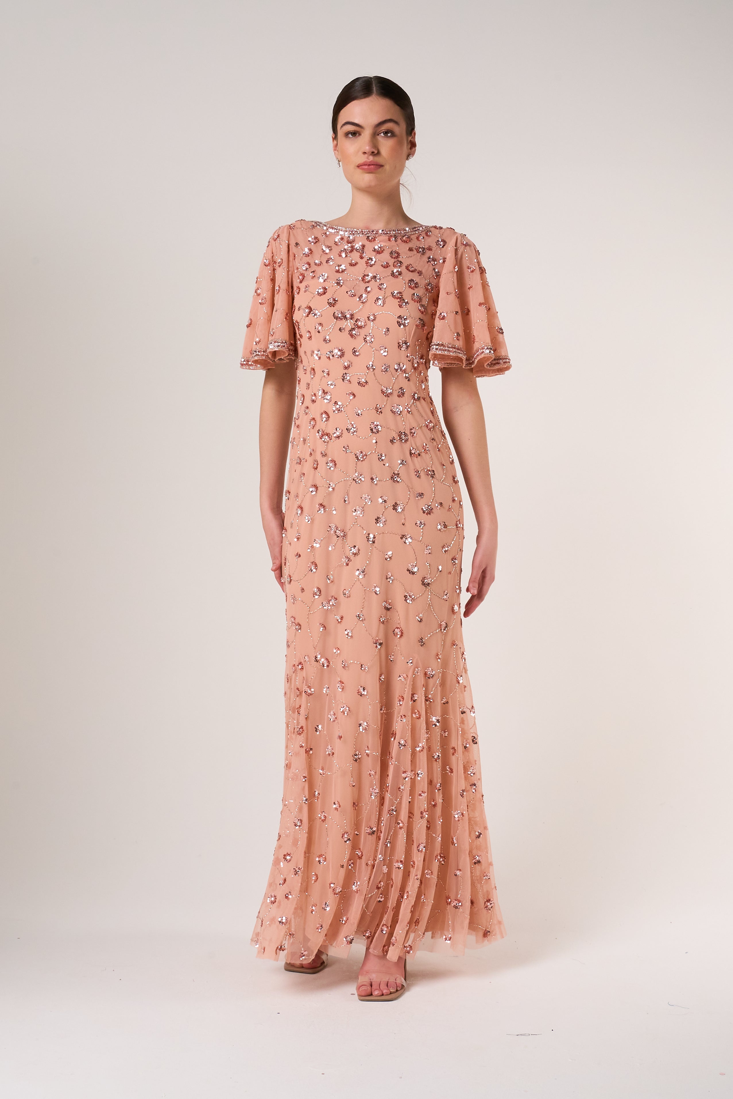 Amandine Blush Embellished Maxi Dress