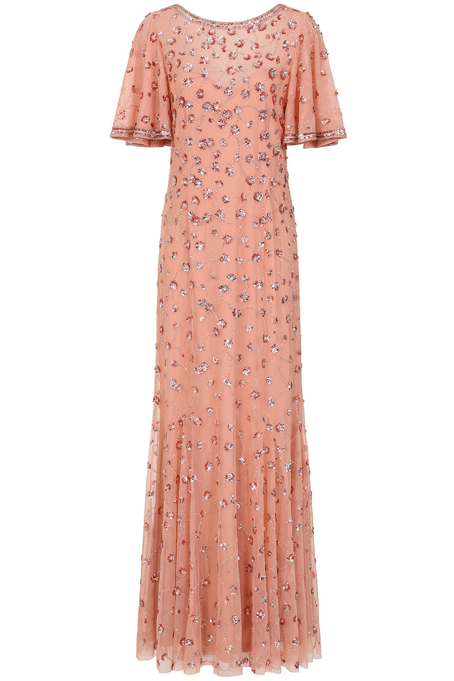 Amandine Blush Embellished Maxi Dress