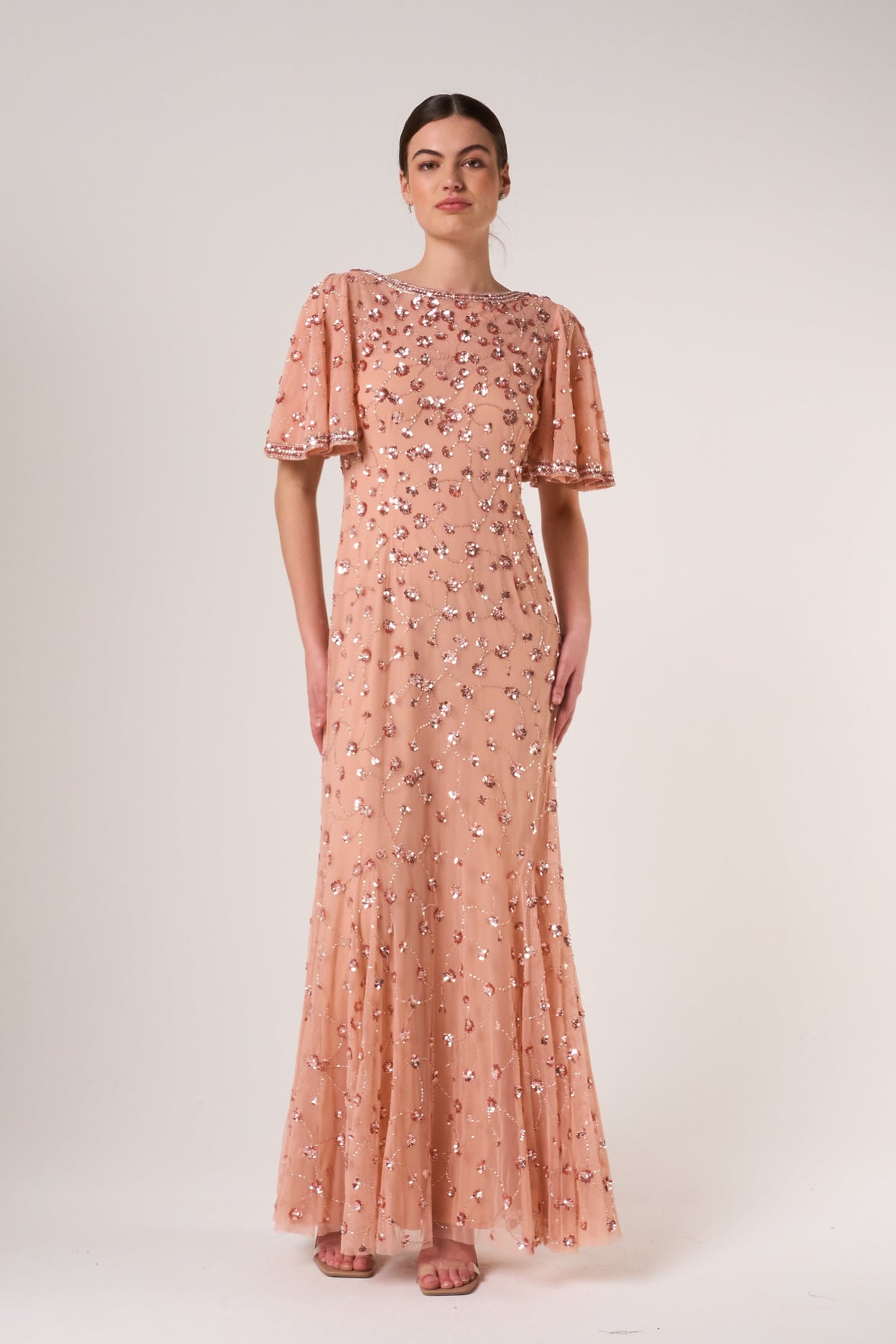 Amandine Blush Embellished Maxi Dress