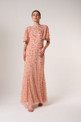 Amandine Blush Embellished Maxi Dress