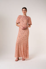 Amandine Blush Embellished Maxi Dress