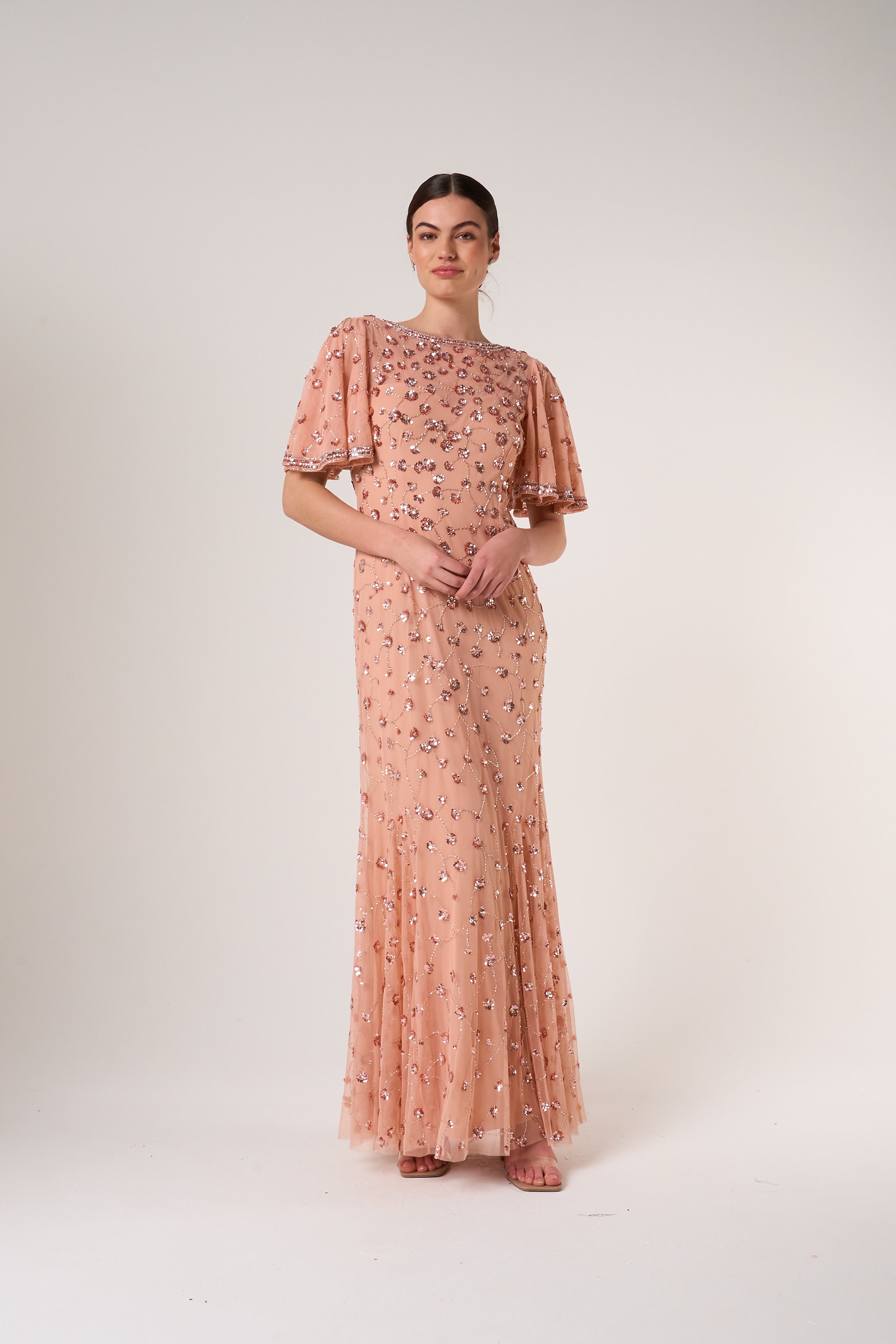 Amandine Blush Embellished Maxi Dress