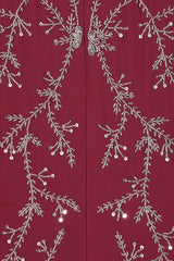 Amara Burgundy Embellished Maxi Dress