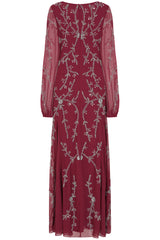 Amara Burgundy Embellished Maxi Dress