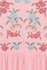 Anara Pink Floral Embroidered Maxi Dress