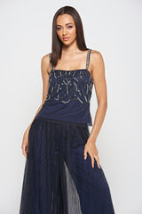 Anika Navy Embellished Three Piece Set