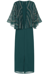 Anna Green Embellished Cape Detail Midaxi Dress