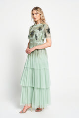 Annabel Green Floral Embellished Maxi Dress