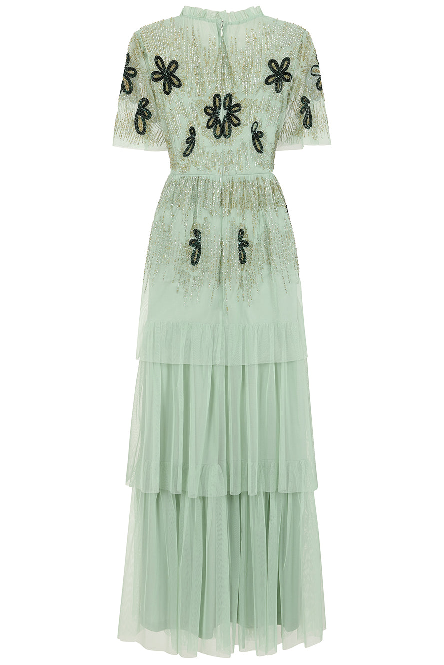 Annabel Green Floral Embellished Maxi Dress