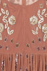 Annelise Bronze Floral Embellished Midaxi Dress