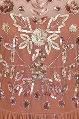 Annelise Bronze Floral Embellished Midaxi Dress