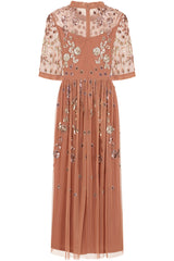 Annelise Bronze Floral Embellished Midaxi Dress