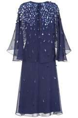 Annette Navy Embellished Midi Dress