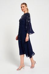 Annette Navy Embellished Midi Dress