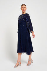 Annette Navy Embellished Midi Dress