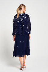 Annette Navy Embellished Midi Dress