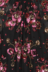 Anya Black Embellished Cape Sleeve Maxi Dress