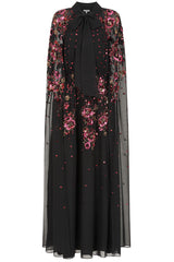 Anya Black Embellished Cape Sleeve Maxi Dress