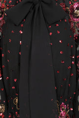 Anya Black Embellished Cape Sleeve Maxi Dress