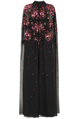 Anya Black Embellished Cape Sleeve Maxi Dress