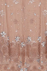 Arabella Blush Embellished Cape Sleeve Maxi Dress