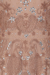 Arabella Blush Embellished Cape Sleeve Maxi Dress