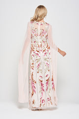 Aurelia Shell Embellished Cape Sleeve Maxi Dress 