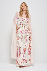 Aurelia Shell Embellished Cape Sleeve Maxi Dress 