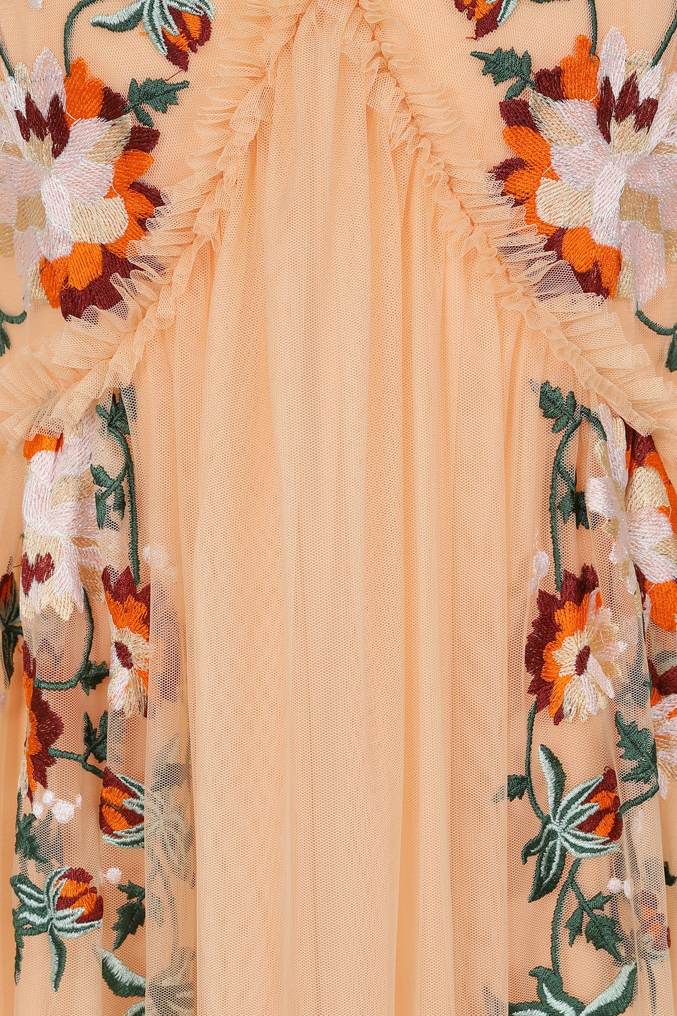 Aviana Floral Embroidered Maxi Dress - Almond