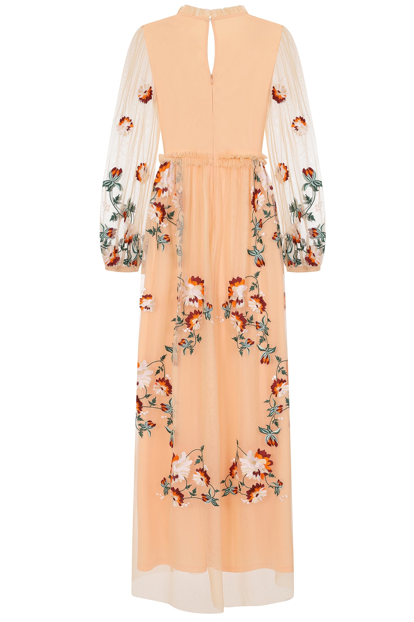 Aviana Floral Embroidered Maxi Dress - Almond