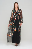 Aviana Black Floral Embroidered Maxi Dress