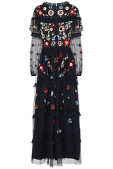 Avisa Floral Sequin Maxi Dress in Navy