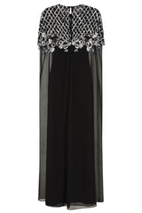 Ayden Black Embellished Cape Sleeve Maxi Dress