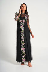 Azalea Black Floral Embroidered Maxi Dress