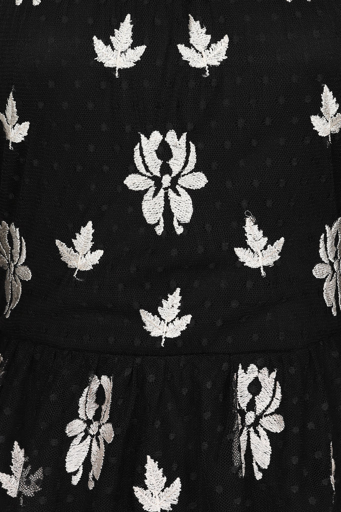 Baia Black Embroidered Tiered Maxi Dress