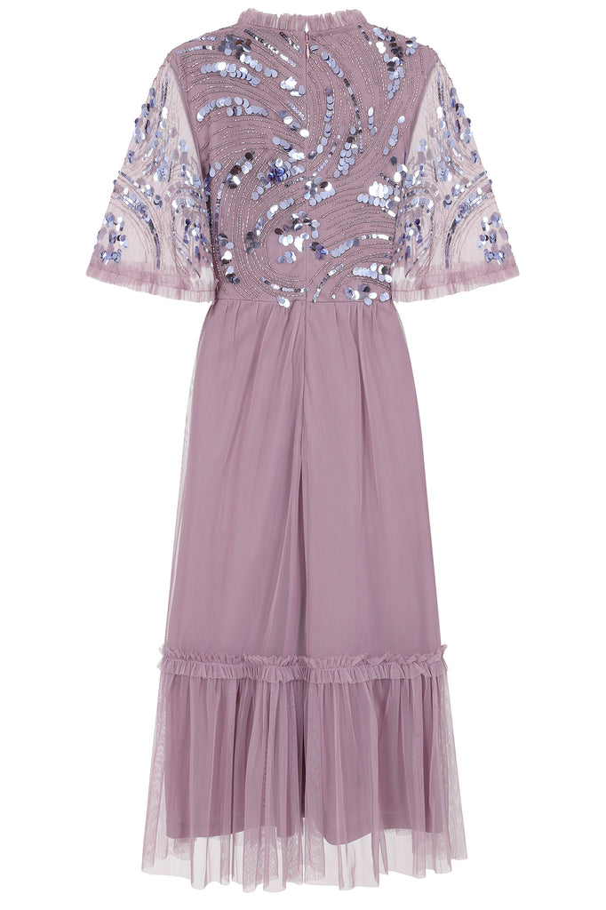 Belinda Embellished Bodice Midi Dress - Lilac